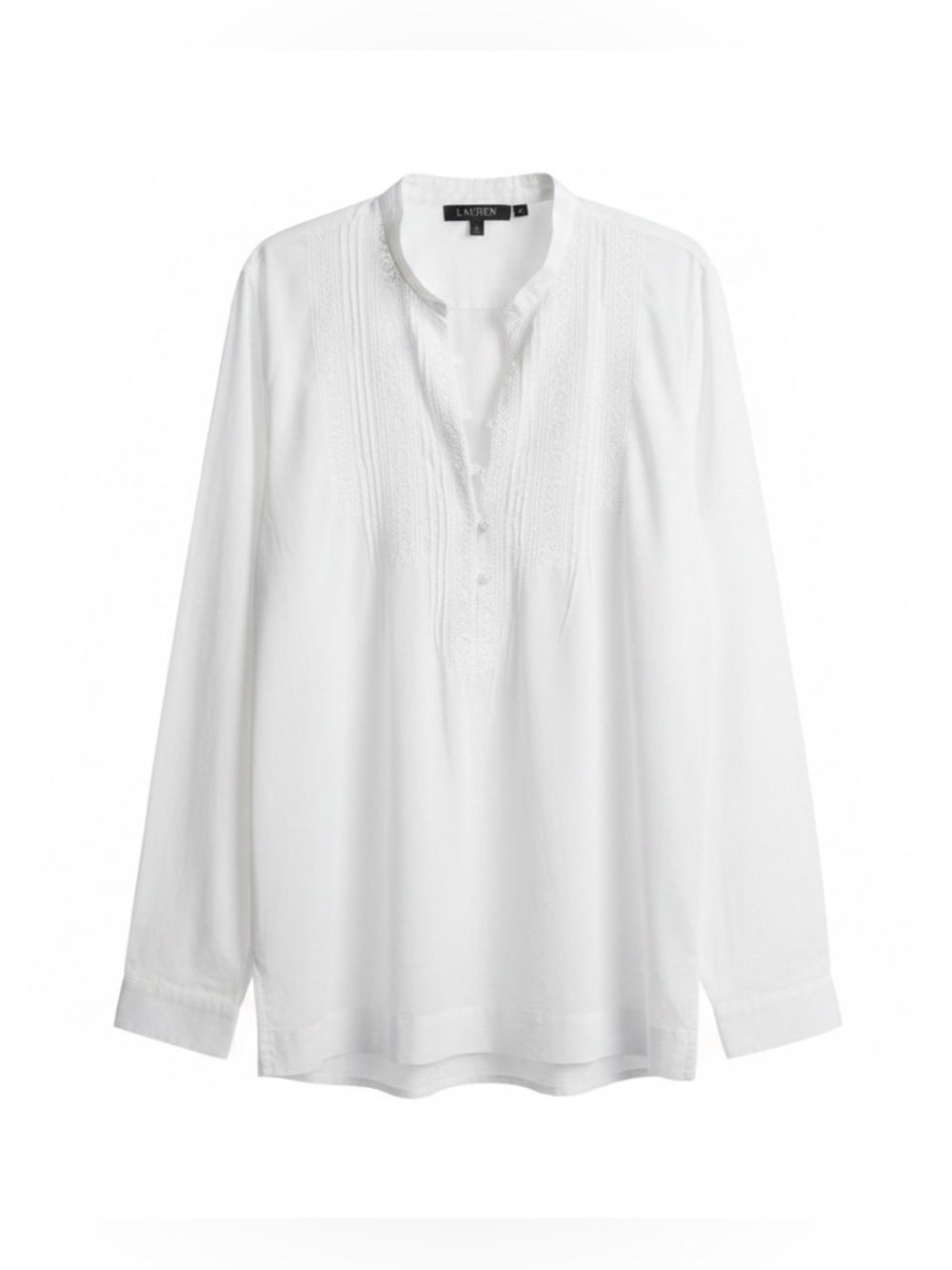 Ralph Lauren White Women’s Long-Sleeve Button-Down with Embroidered Front